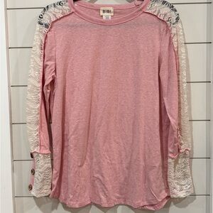 New Bibi Pink Lace Sleeve Top